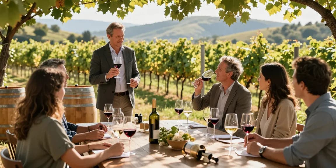 Dave enjoying a refined wine tasting experience at a vineyard.