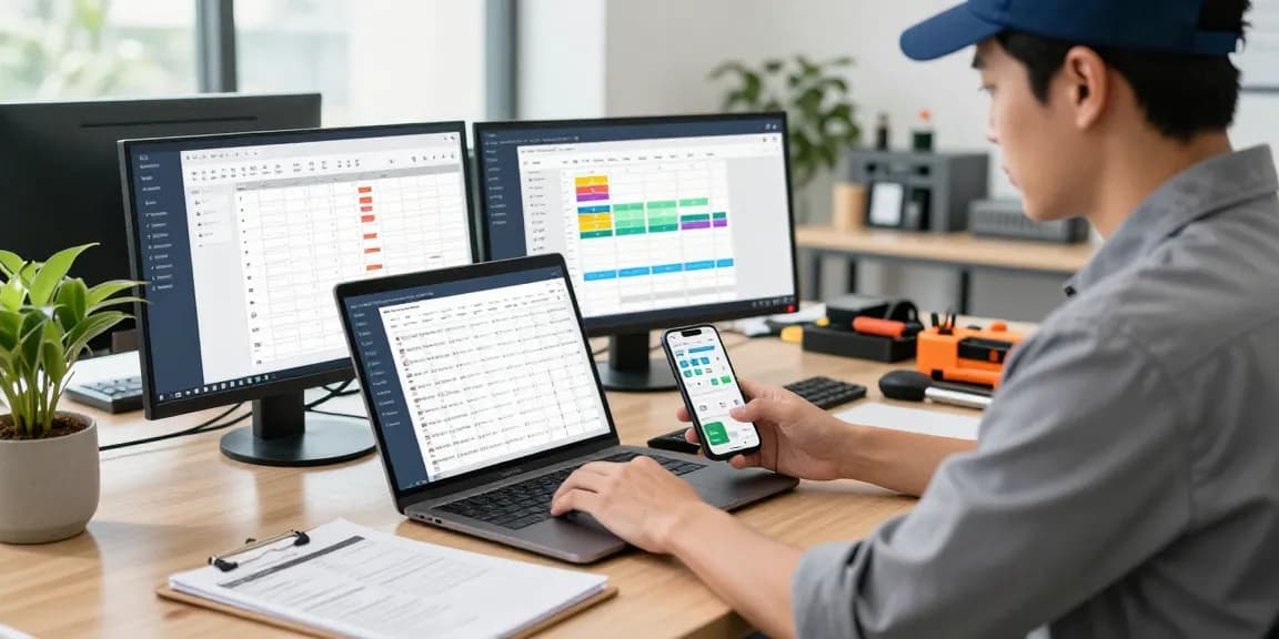 Efficient scheduling with handyman scheduling software in a modern office environment.