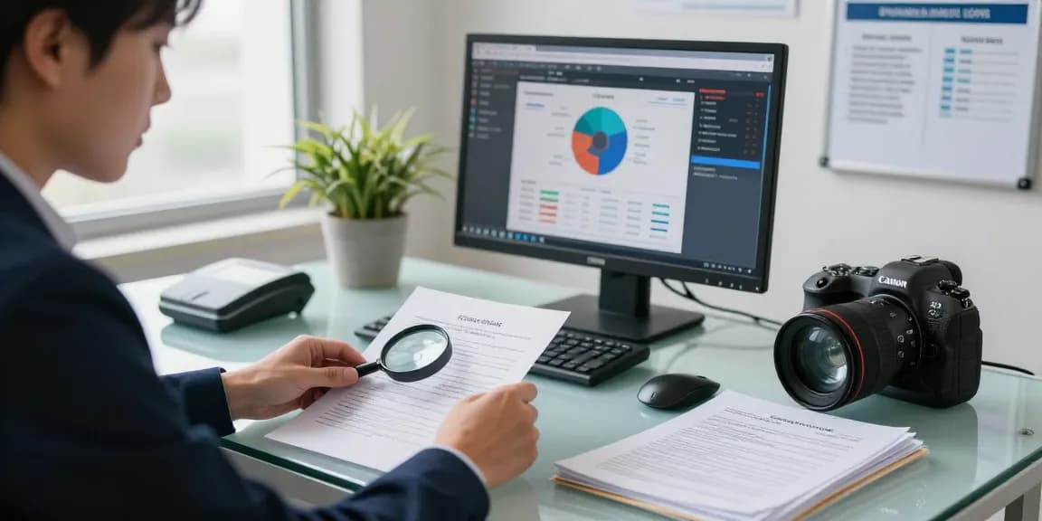 Compliance officer analyzing documents for effective document fraud detection.