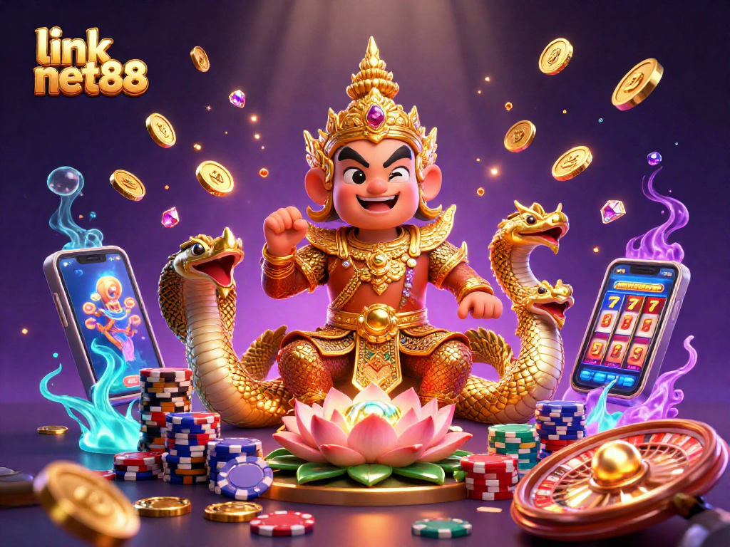 Spin to win with link net88 as the cartoon guardian and Naga serpents enhance your gaming experience