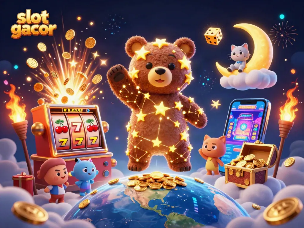 Experience thrilling gameplay with slot gacor and dynamic casino elements in a vibrant illustration.