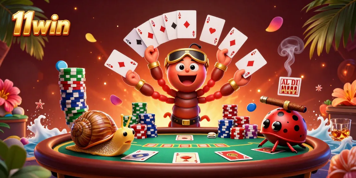 Join the excitement at 11win with a vibrant casino scene featuring unique characters.