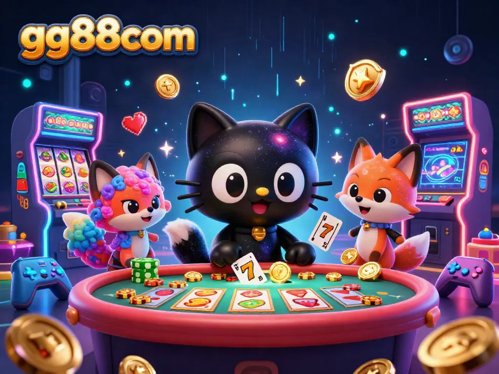 Engage in cosmic gaming with gg88com featuring vibrant characters and casino elements.