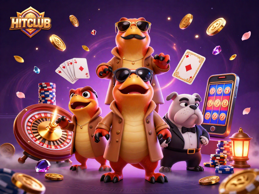 HITCLUB illustration of three raptors in a trench coat attempting to enter a VIP casino lounge.
