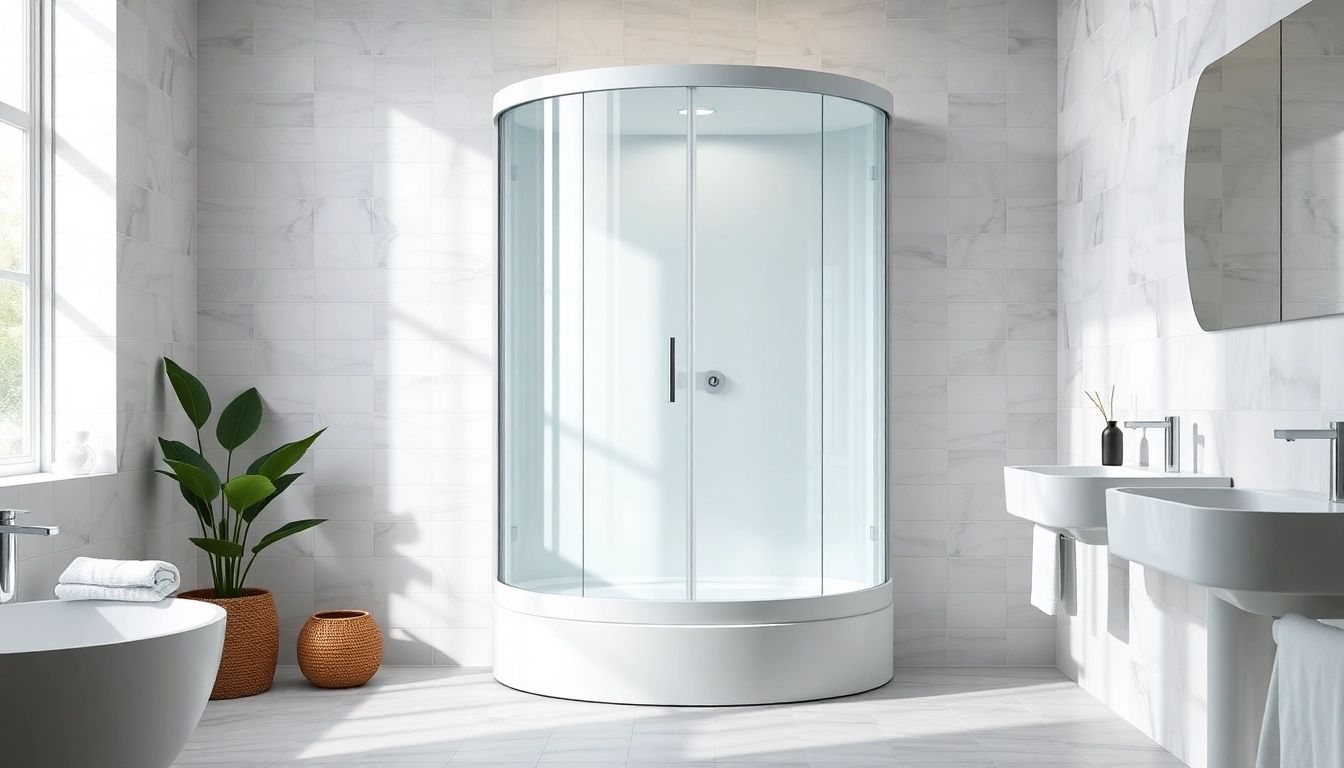 Erleben Sie die sonni Duschkabine 100x100 in einem eleganten Badezimmer-Setup mit hellen Farben und modernen Akzenten.