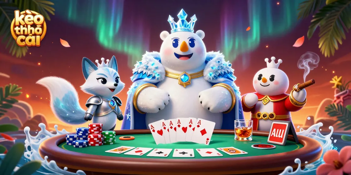 Engage with kèo nhà cái through an exciting poker scene featuring a polar bear and friends.