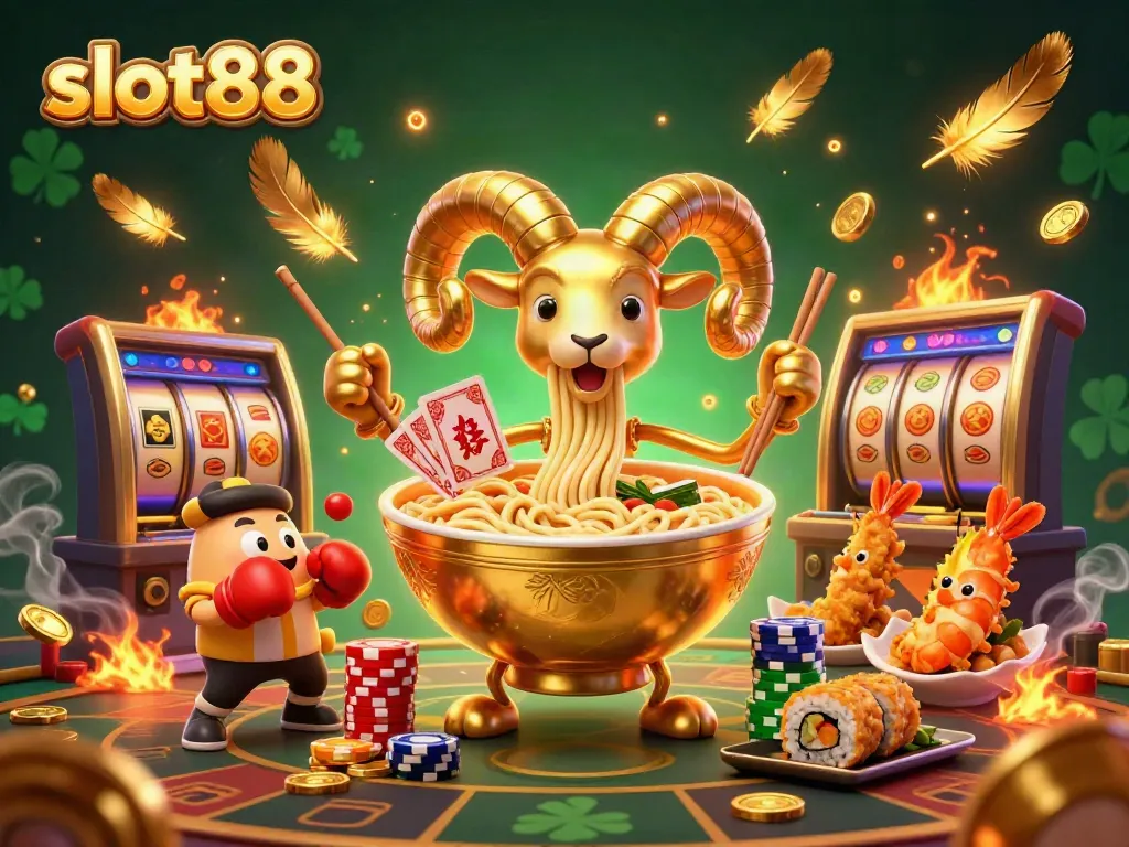Menangkan jackpot di slot88 dengan ilustrasi kartun kasino menarik yang menggambarkan karakter konyol dan berwarna-warni.