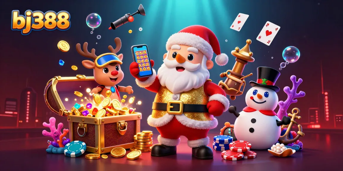 Experience thrilling jackpot slots at bj388 casino with fun characters in a vibrant gaming scene.