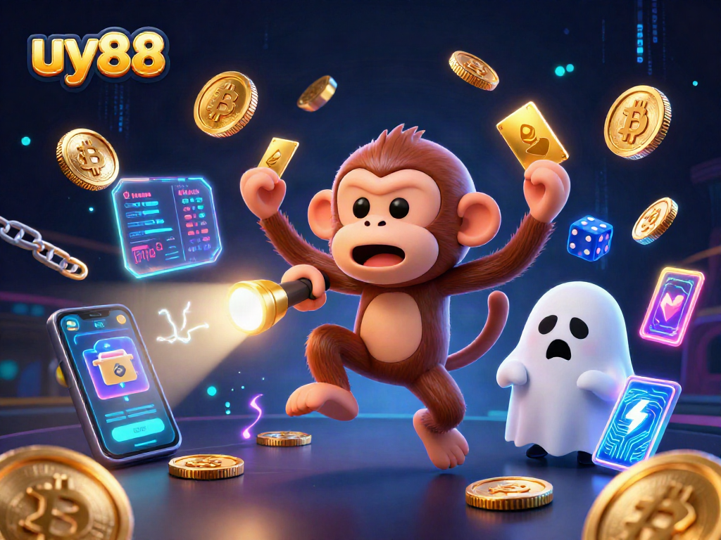 Experience the excitement of uy88 as a mischievous poltergeist monkey juggles casino treasures.