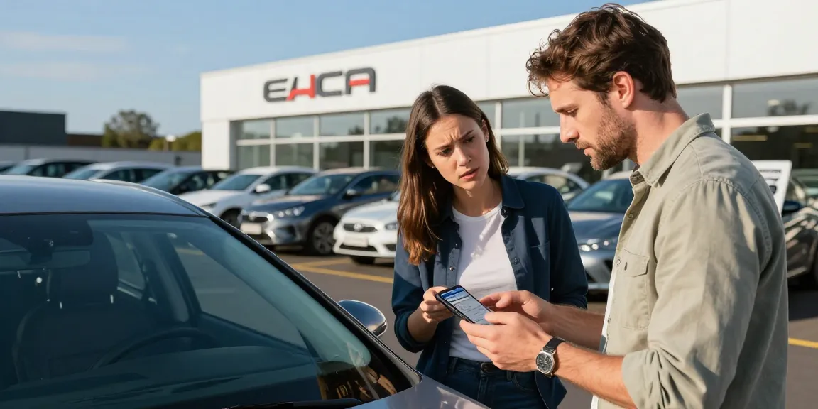 Car buyer checking reg check UK report to avoid surprises when buying a vehicle.
