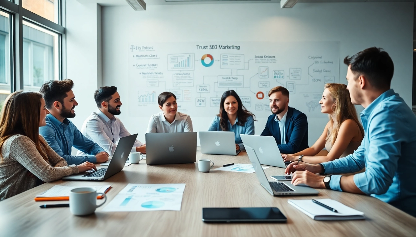 Enhance Search Engine Optimization Clearwater strategies with a professional team collaborating in a modern office.
