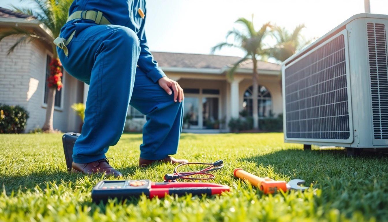 Technician performing Air Conditioning Repair Tampa at a residential home.