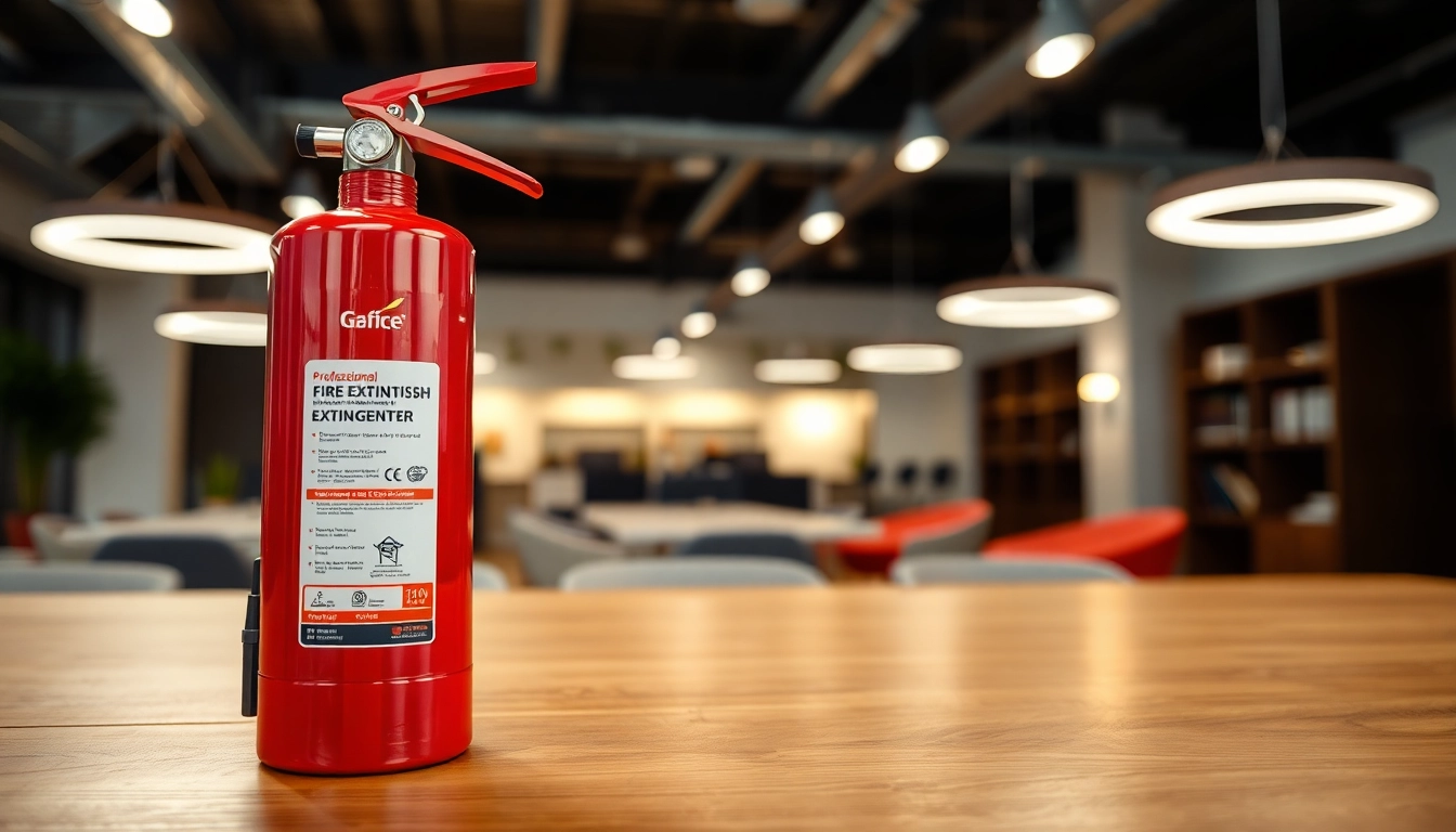 Efficient electrical fire extinguisher displayed in a professional environment with sleek metallic design.