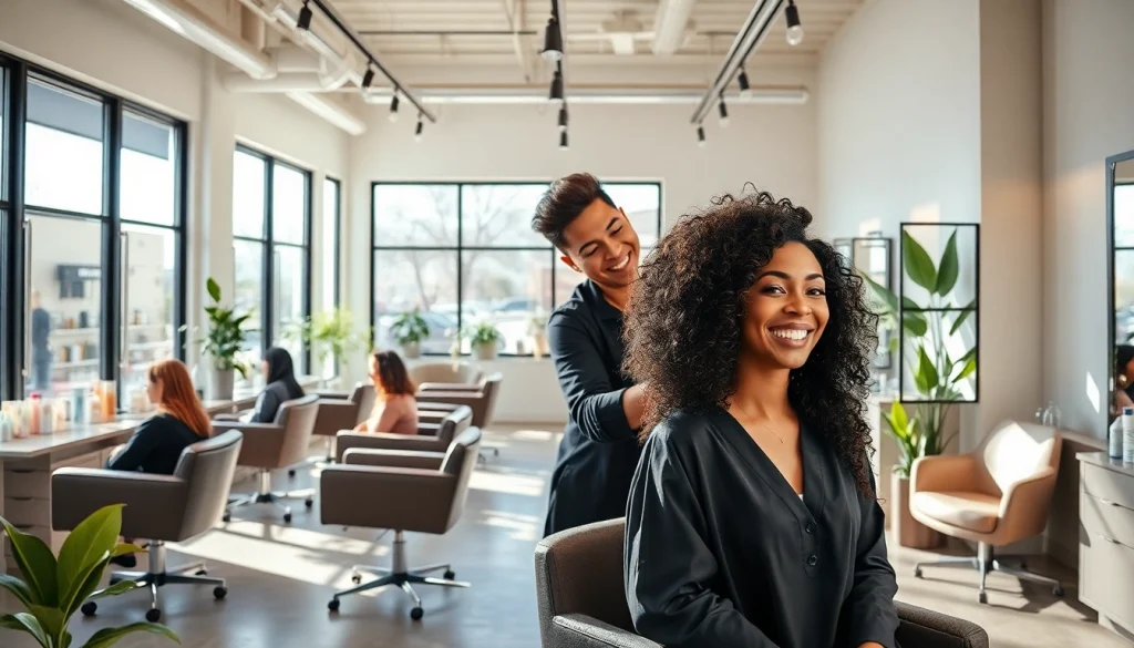 Vibrant hair perm session at Omnia Salon in San Diego.