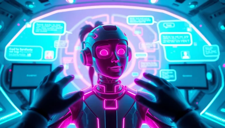 Engaging virtual character interaction representing crush on ai technology in a vibrant digital setting.