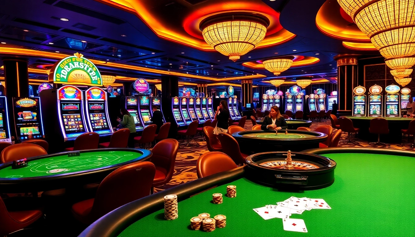 Exciting casino action at pg88 with vibrant slot machines and high-stakes tables.