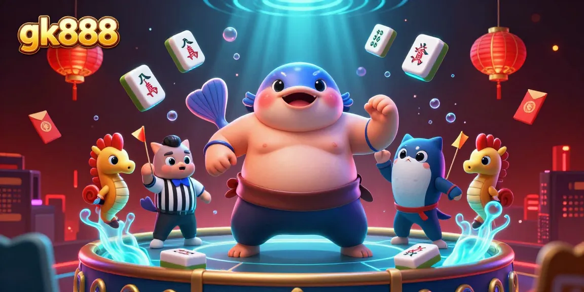 Experience the excitement of gk888 with a lively 3D casino scene featuring dynamic underwater characters and rich game elements.